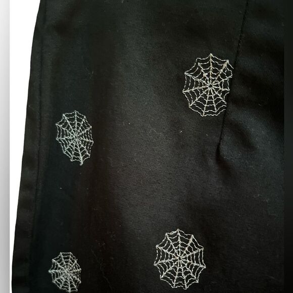 Vintage Black Cotton Trouser Pants with Metallic Silver Cobwebs Size 6 - Picture 3 of 6